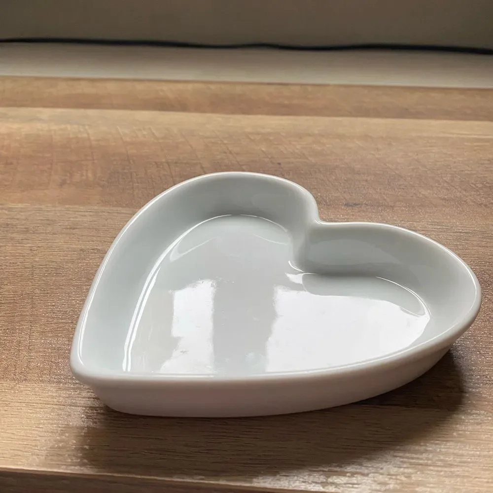 Crate & Barrel White Heart-Shaped Ceramic Dish